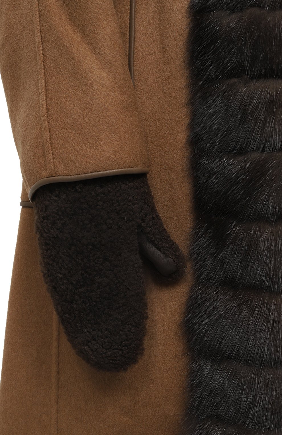 Меховые варежки из овчины YVES SALOMON, арт. 24WAA600XXMECL, фото 2