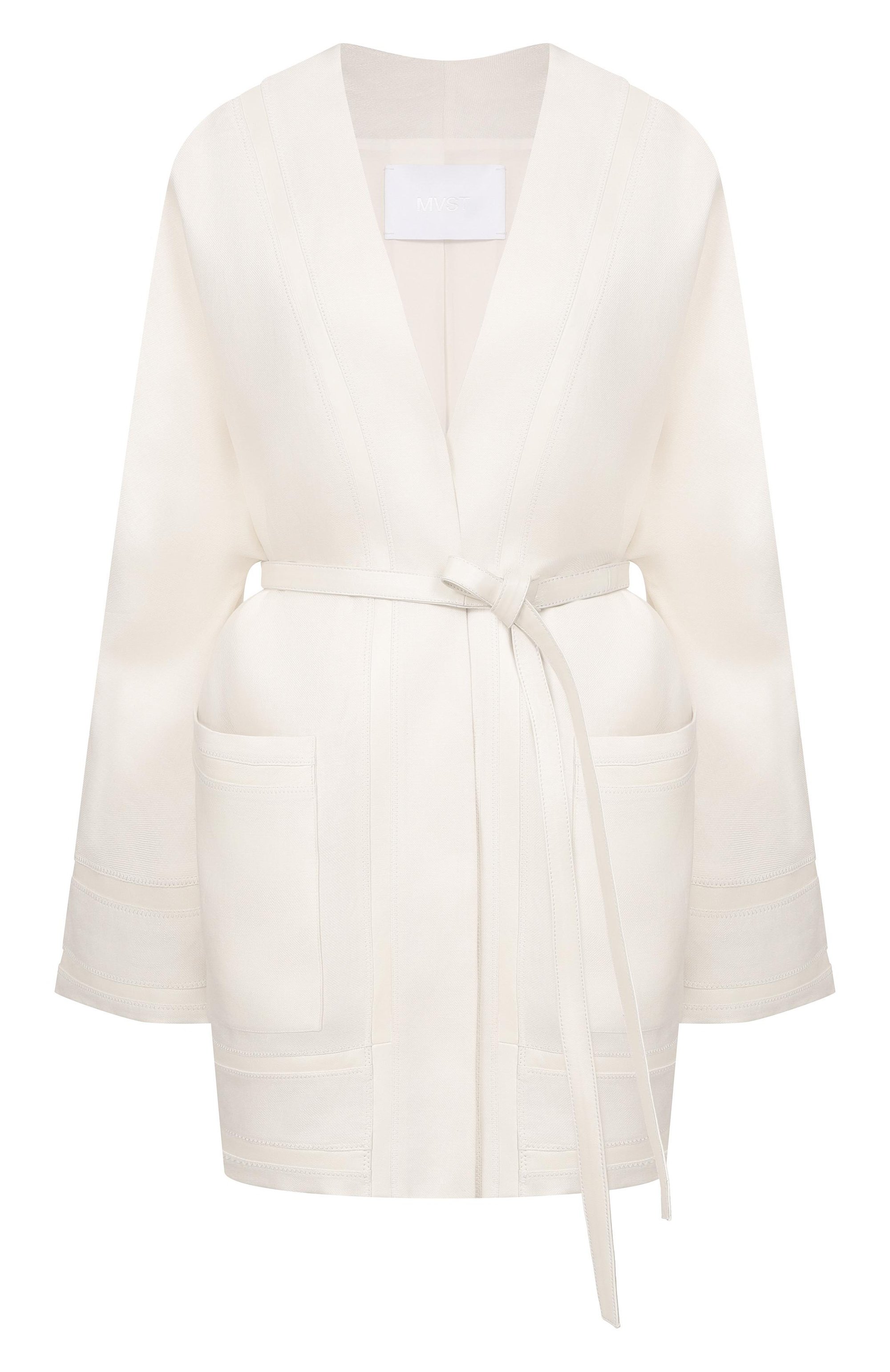 Льняное кимоно MVST белого цвета по цене 199500 руб., арт. M26.2PW.J900/T30, фото 1 Льняное кимоно MVST, арт. M26.2PW.J900/T30, фото 1