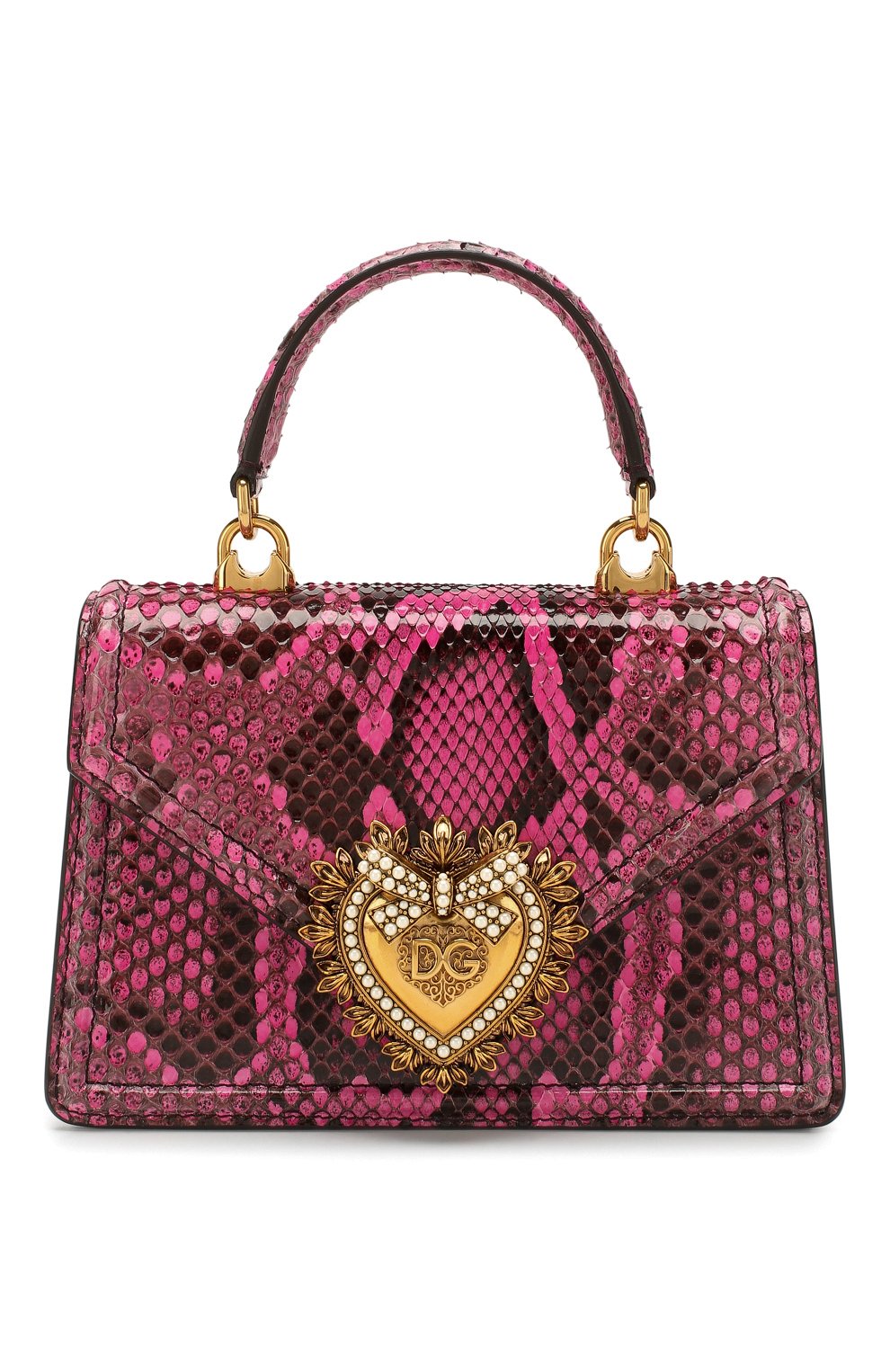 Сумка devotion small из кожи питона DOLCE & GABBANA фуксия цвета по цене 270000 руб., арт. BB6711/A2111/PBIV, фото 1 Сумка devotion small из кожи питона DOLCE & GABBANA, арт. BB6711/A2111/PBIV, фото 1