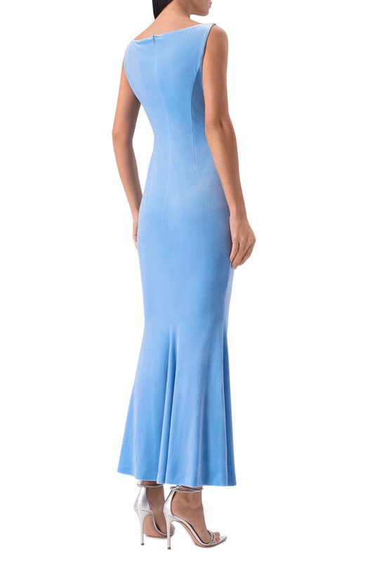 Бархатное платье YANINA T-3187 Голубой  T-3187 Фото 3