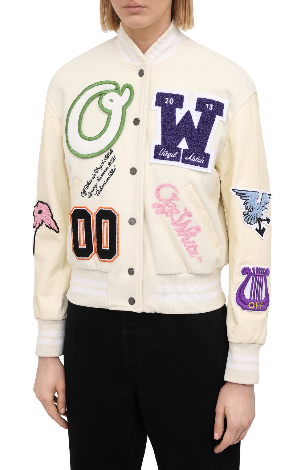 Шерстяной бомбер OFF-WHITE бежевого цвета по цене 217500 руб., арт. 0WEA129R21FAB001, фото 3 Шерстяной бомбер OFF-WHITE, арт. 0WEA129R21FAB001, фото 3