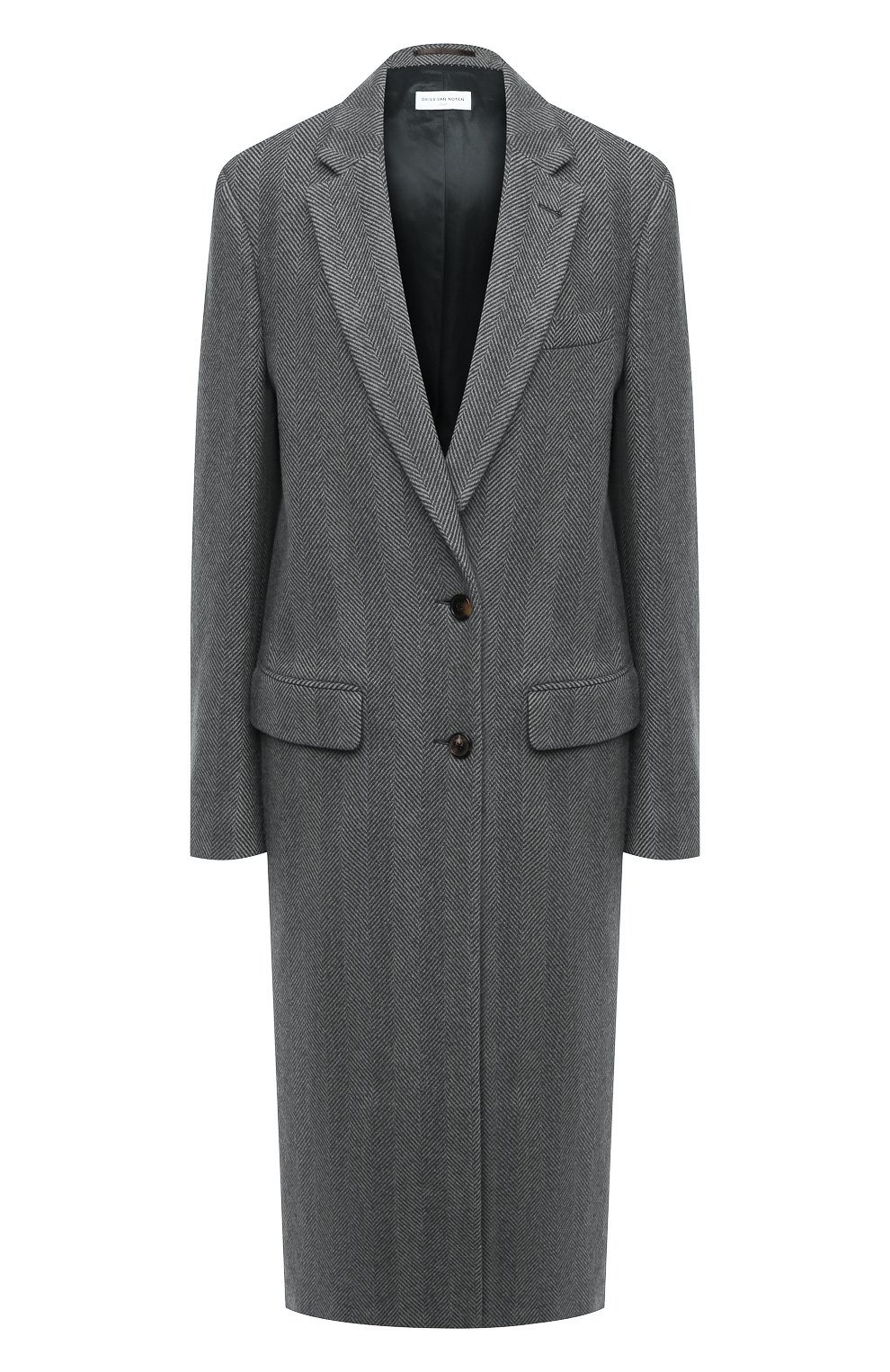 Шерстяное пальто DRIES VAN NOTEN серого цвета по цене 177500 руб., арт. 202-10202-1035, фото 1 Шерстяное пальто DRIES VAN NOTEN, арт. 202-10202-1035, фото 1