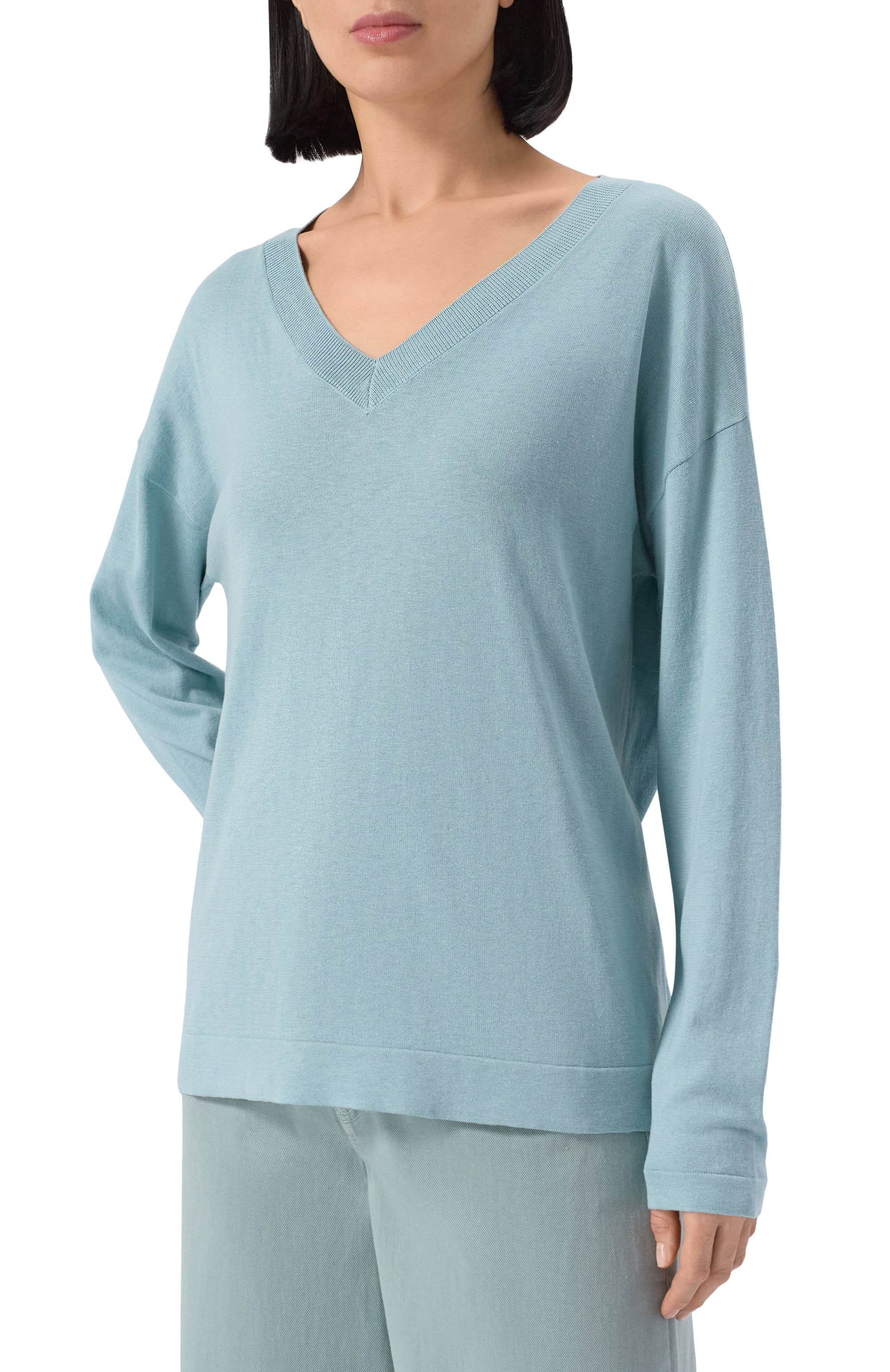 Пуловер из шелка и хлопка WEEKEND MAX MARA бирюзового цвета по цене 27950 руб., арт. RANIA, фото 3 Пуловер из шелка и хлопка WEEKEND MAX MARA, арт. RANIA, фото 3