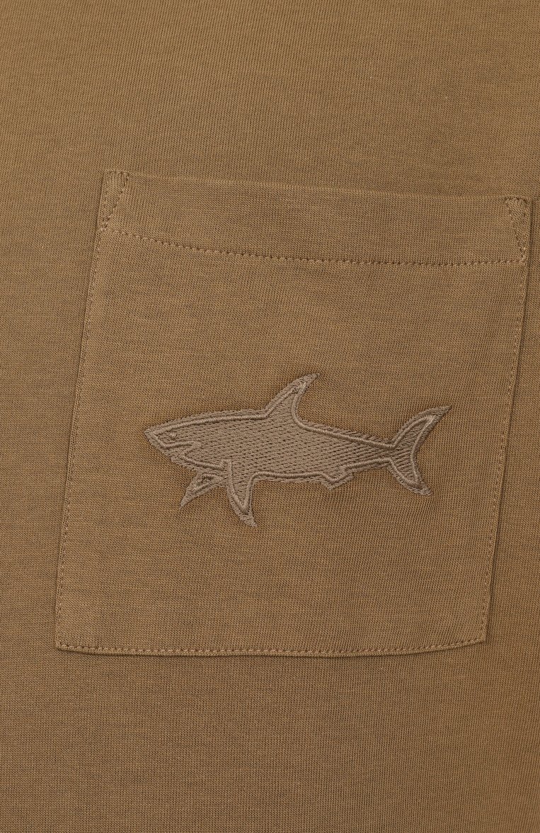 Мужская хл�опковая футболка PAUL&SHARK коричневого цвета, арт. 25411092 | Фото 6 (Материал внешний: Хлопок; Рукава: Короткие; Длина (для топов): Стандартные; Принт: Без принта; Стили: Кэжуэл; Мужское Кросс-КТ: Футболка-одежда)