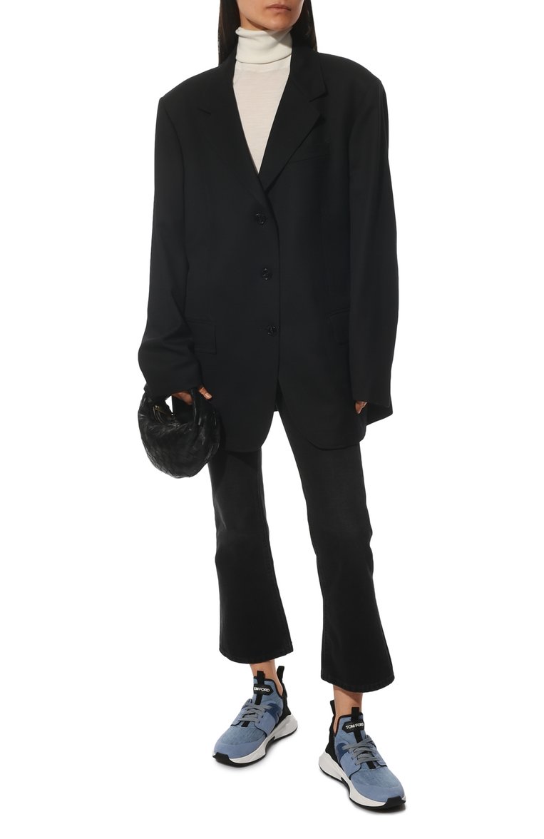 Женские текстильные кроссовки jago TOM FORD голубого цвета, арт. W2818N-T0F011 | Фото 2 (Материал утеплителя: Без утеплителя; Подошва: Платформа; Материал внутренний: Текстиль, Натуральная кожа; Материал внешний: Текстиль; Региональные ограничения белый список (Axapta Mercury): RU; Стили: Кэжуэл; Нос: Не проставлено; Кросс-КТ: Низкие; толщина подошвы: 4; ширина носка стельки: 9)