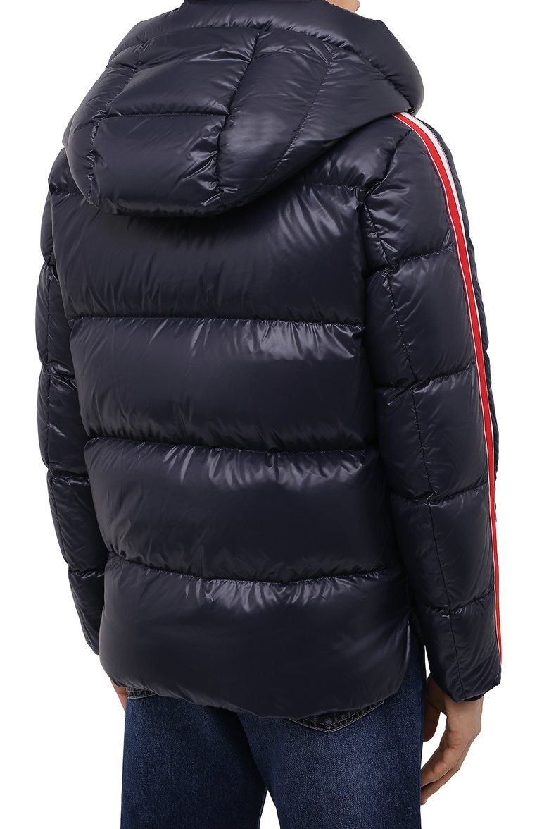 Мужская пуховик dincer MONCLER темно-синего цвета, арт. G2-091-1A000-90-68950 | Фото 4 (Рукава: Длинные; Материал утеплителя: Пух и перо; Длина (верхняя одежда): Короткие; Материал внешний: Синтетический материал; Материал подклада: Синтетический материал; Кросс-КТ: Куртка; Мужское Кросс-КТ: пуховик-короткий; Стили: Спорт-шик; Материал сплава: Проставлено; Драгоценные камни: Проставлено)