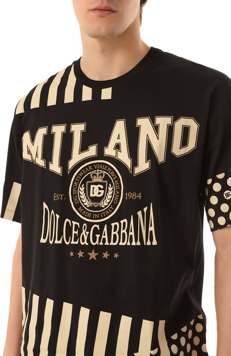 Мужская хлопковая футболка DOLCE & GABBANA черного цвета, арт. G8PN9T/G7NPZ | Фото 5 (Рукава: Короткие; Длина (для топов): Удлиненные; Материал внешний: Хлопок; Принт: С принтом; Стили: Спорт-шик; Мужское Кросс-КТ: Футболка-одежда; Кросс-КТ: Джерси)