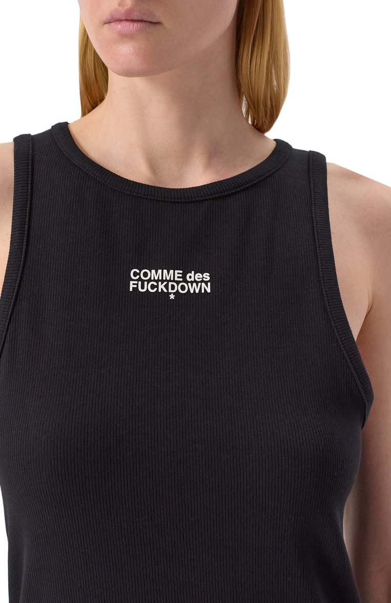 Женская хлопковая майка COMME DES FUCKDOWN черного цвета, арт. CFABW01246 | Фото 5 (Длина (для топов): Стандартные; Материал внешний: Хлопок; Рукава: На бретелях; Стили: Минимализм)