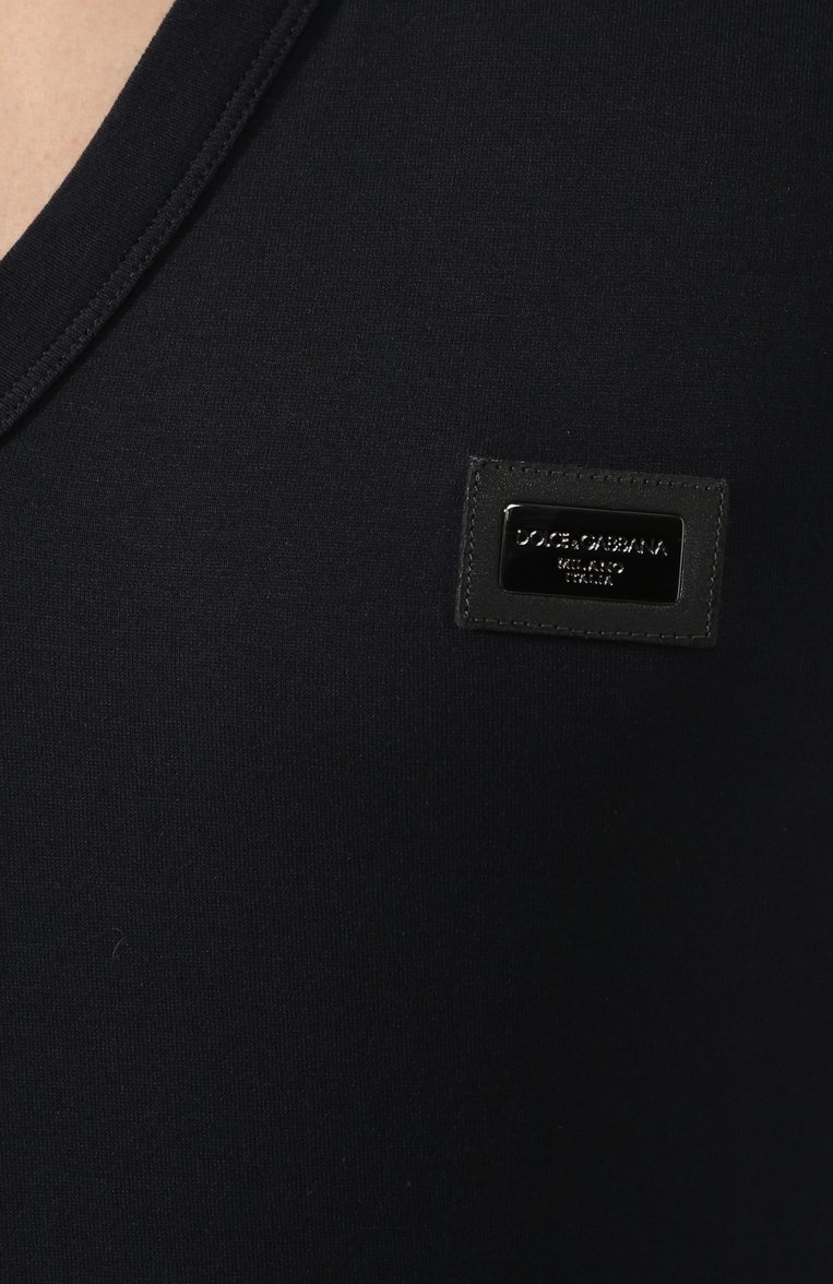Мужская хлопковая футболка DOLCE & GABBANA темно-синего цвета, арт. 0101/G8HA0T/G7JYY | Фото 5 (Материал внешний: Хлопок; Мужское Кросс-КТ: Футболка-одежда; Рукава: Короткие; Длина (для топов): Стандартные; Принт: Без при�нта; Стили: Кэжуэл; Статус проверки: Проверена категория; Ювелирные украшения: Назначено; Кросс-КТ: Джерси; Автоматизация ТО: Проставлено; Автоматизация состава: Проставлено; Детали: Без декора)