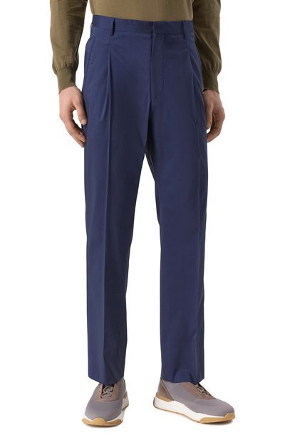 Брюки из хлопка и шелка CORNELIANI темно-синего цвета по цене 63400 руб., арт. 254545-2514528, фото 3 Брюки из хлопка и шелка CORNELIANI, арт. 254545-2514528, фото 3