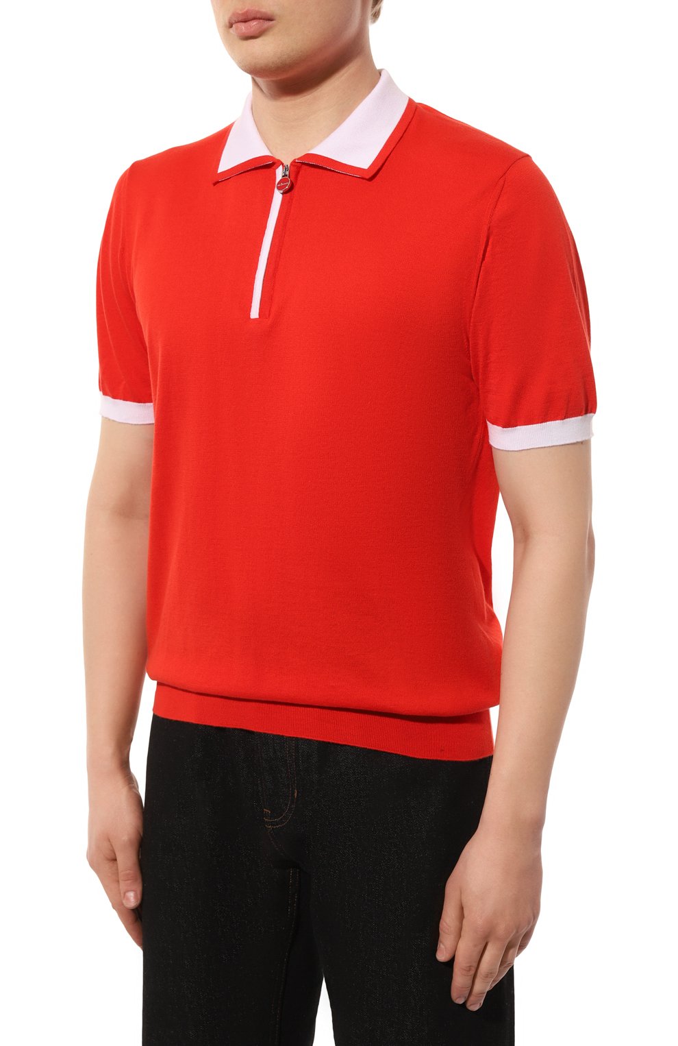 Хлопковое поло KITON красного цвета по цене 129000 руб., арт. UMK0571V1, фото 3 Хлопковое поло KITON, арт. UMK0571V1, фото 3