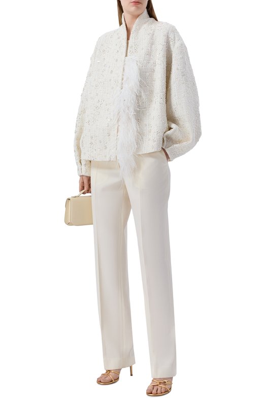 Твидовый жакет с отделкой перьями Leffers 1\5.52.94.15.02 Белый  1\5.52.94.15.02 Фото 2