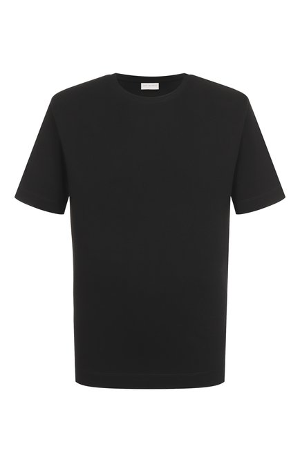 Мужская хлопковая футболка DRIES VAN NOTEN черного цвета, арт. 251-021100-1600 | Фото 1 (Материал внешний: Хлопок; Материал сплава: Проставлено; Рукава: Короткие; Драгоценные камни: Проставлено; Длина (для топов): Стандартные)