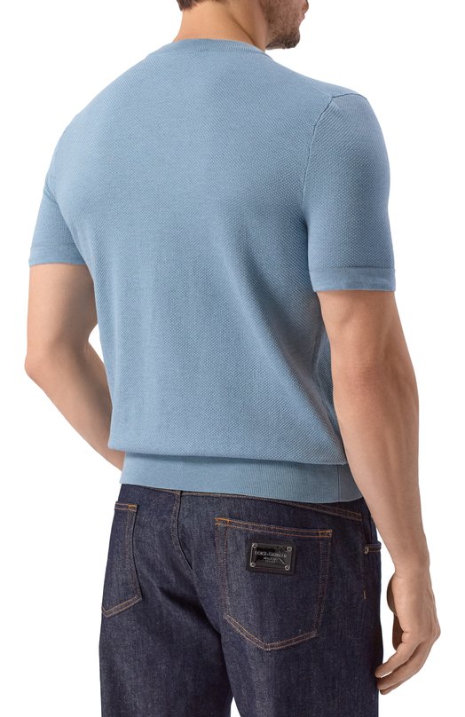 Хлопковый джемпер Brioni UMR00L/P0K15 Голубой  UMR00L/P0K15 Фото 4