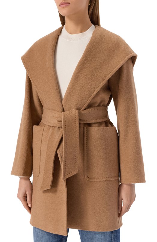 Шерстяное полупальто Max Mara RIALT0 Бежевый  RIALT0 Фото 3