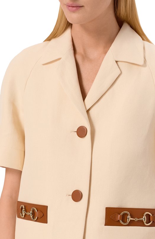 Льняной жакет Gucci 823783/Z8B1V Кремовый  823783/Z8B1V Фото 5