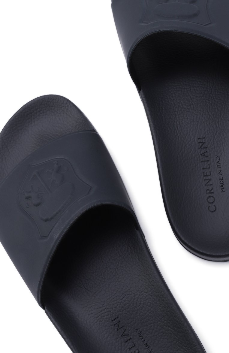 Мужские шлепанцы CORNELIANI темно-синего цвета, арт. 25TM88-2520961 | Фото 7 (Нос: Не проставлено; Материал внутренний: Текстиль; Материал внешний: Резина, Пластик)