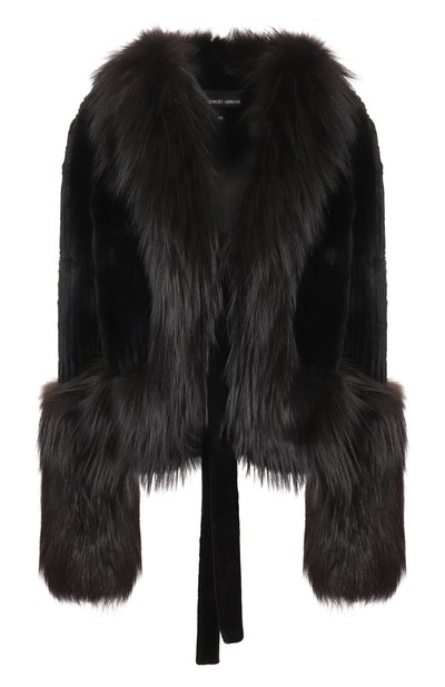 Женская шуба из кролика с отделкой из лисы GIORGIO ARMANI, арт. 02/101963/61271