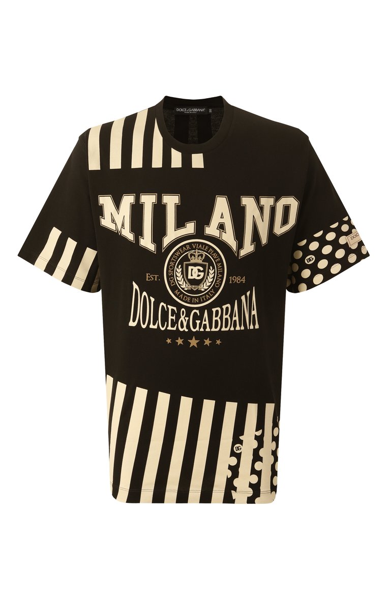 Мужская хлопковая футболка DOLCE & GABBANA черного цвета, арт. G8PN9T/G7NPZ | Фото 1 (Рукава: Короткие; Длина (для топов): Удлиненные; Материал внешний: Хлопок; Принт: С принтом; Стили: Спорт-шик; Мужское Кросс-КТ: Футболка-одежда; Кросс-КТ: Джерси)