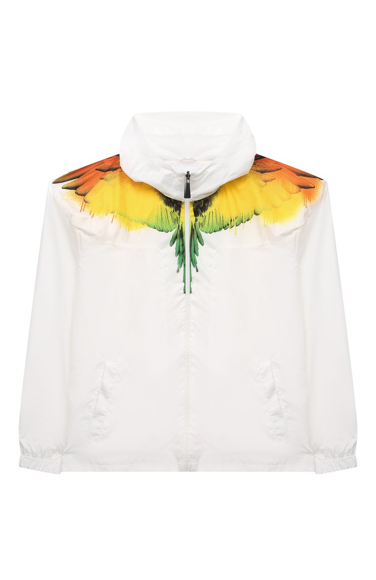 Детского ветровка MARCELO BURLON KIDS OF MILAN белого цвета, арт. 21E/B/MB/5238/5030/2-6Y | Фото 1 (Рукава: Длинные; Материал подклада: Синтетический материал; Материал внешний: Синтетический материал; Кросс-КТ: Ветровки, Демисезон; Региональные ограничения белый список (Axapta Mercury): RU; Драгоценные камни: Проставлено; Материал сплава: Проставлено)