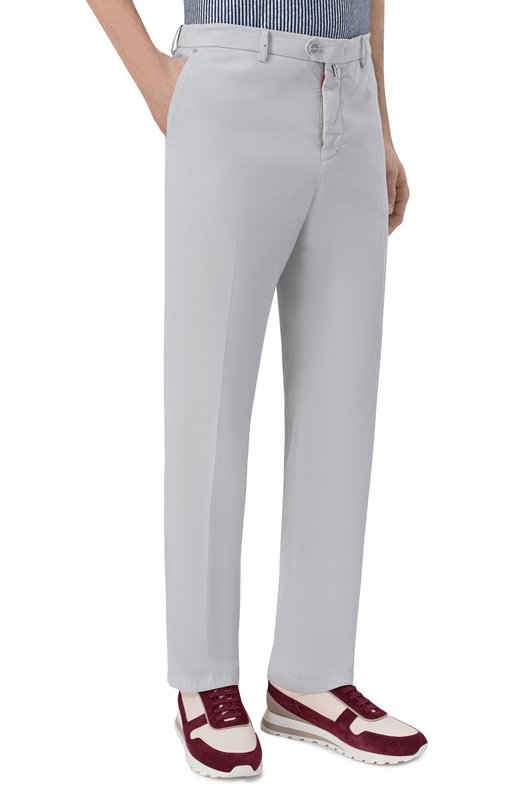 Брюки из хлопка и шелка Kiton UFPPERK0607H Серый  UFPPERK0607H Фото 3