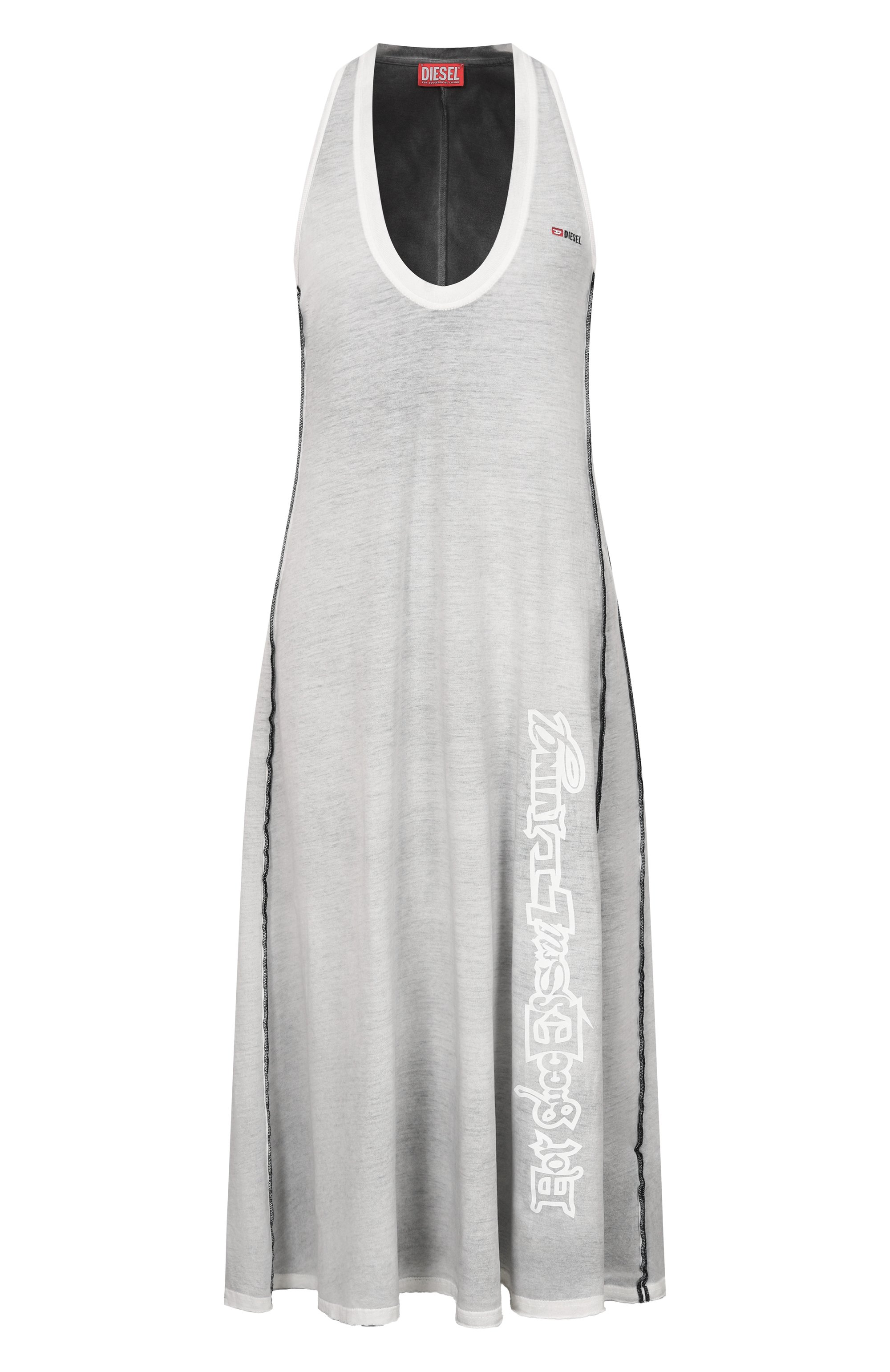 Хлопковое платье DIESEL серого цвета по цене 24100 руб., арт. A20365/0BMCC, фото 1 Хлопковое платье DIESEL, арт. A20365/0BMCC, фото 1