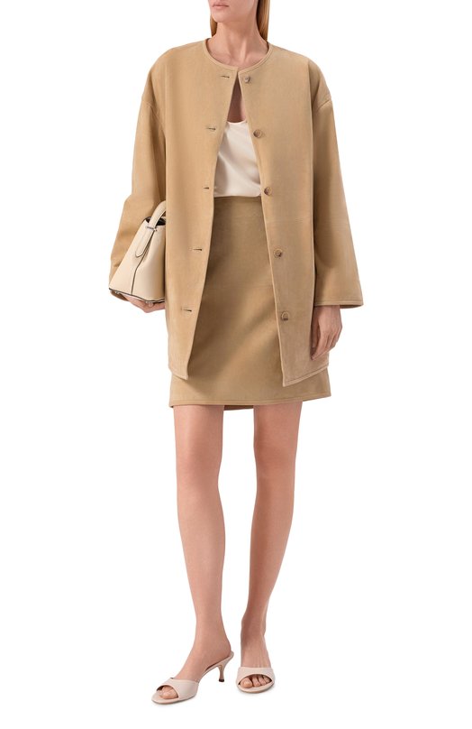 Замшевое пальто Loulou de Saison WAREN Бежевый  WAREN Фото 2