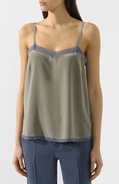 Шелковый топ ZADIG AND VOLTAIRE хаки цвета по цене 11100 руб., арт. SHCP0703F, фото 3 Шелковый топ ZADIG AND VOLTAIRE, арт. SHCP0703F, фото 3
