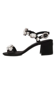 Женские текстильные босоножки keira 60 DOLCE & GABBANA черного цвета, арт. CR1801/A9T43 | Фото 4 (Материал внутренний: Натуральная кожа; Каблук высота: Средний; Материал внешний: Текстиль; Подошва: Плоская; Драгоценные камни: Проставлено; Материал сплава: Проставлено; Каблук тип: Устойчивый)