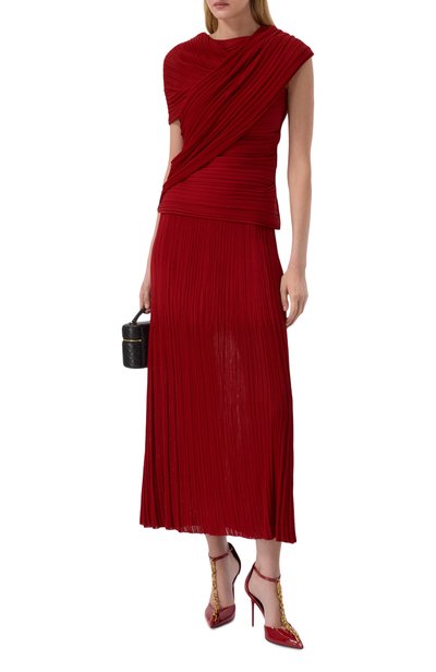 Юбка из вискозы BALMAIN красного цвета по цене 209500 руб., арт. HF1LE710/KK08, фото 2 Юбка из вискозы BALMAIN, арт. HF1LE710/KK08, фото 2