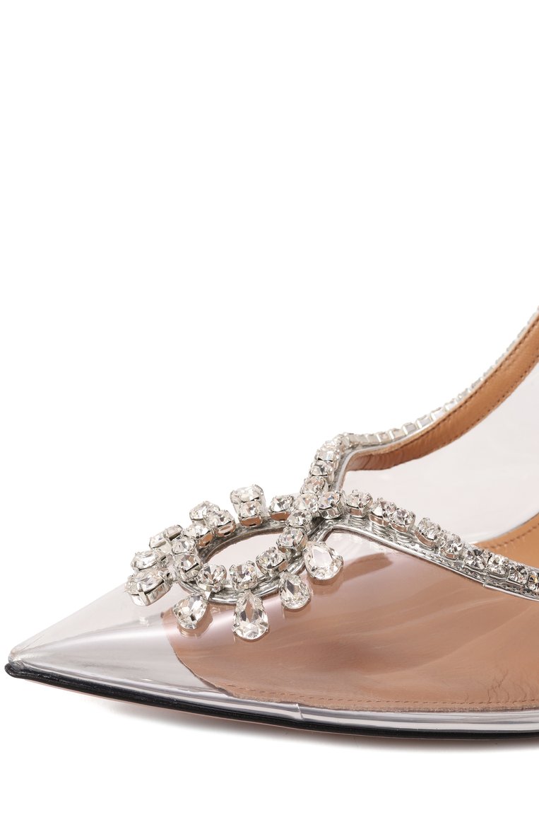 Женские туфли seduction 105 AQUAZZURA прозрачного цвета, арт. SCCHIGP0/SPP | Фото 7 (Материал сплава: Проставлено; Каблук высота: Высокий; Драгоценные камни: Проставлено; Подошва: Плоская; Материал внутренний: На�туральная кожа; Каблук тип: Шпилька; Материал внешний: Пластик)