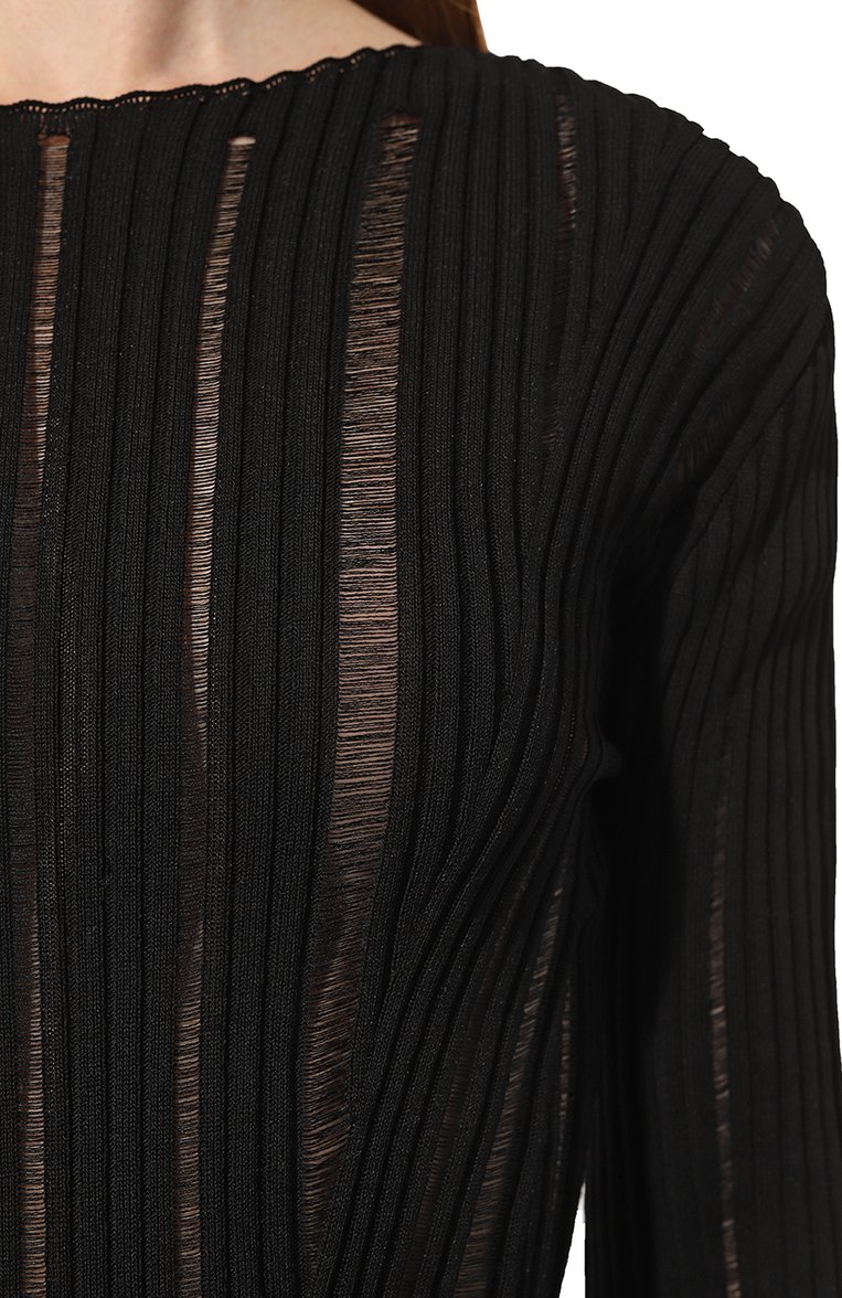 Женский пуловер из вискозы LVIR черного цвета, арт. LV24S-KN03 | Фото 5 (Рукава: Длинные; Длина (для топов): Стандартные; Материал сплава: Проставлено; Материал внешний: Вискоза; Женское Кросс-КТ: Пуловер-одежда; Драгоценные камни: Проставлено; Стили: Минимализм)