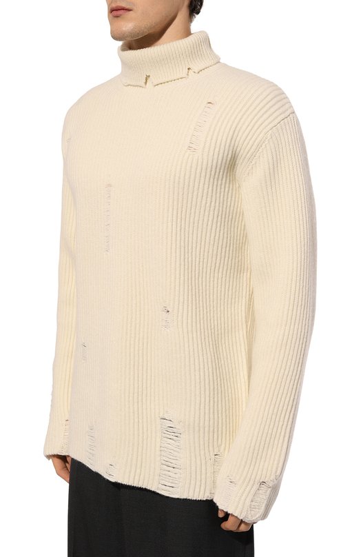 Шерстяной свитер Ann Demeulemeester 2402-M-KN32-KN048-003 Кремовый  2402-M-KN32-KN048-003 Фото 3