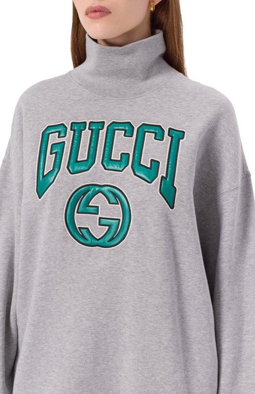 Хлопковый свитшот Gucci 760367/XJF0Q Серый  760367/XJF0Q Фото 5