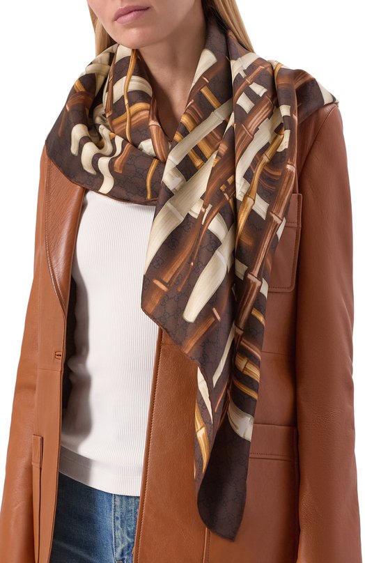 Шелковый платок Gucci 848374/3G001 Коричневый  848374/3G001 Фото 2