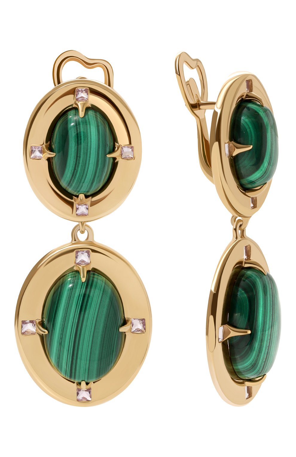 Двойные серьги с малахитом и аметистами MOONKA, арт. ai-bg-her-mal, фото 1