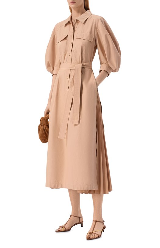 Хлопковое платье Elie Saab D1042/P0023 Бежевый  D1042/P0023 Фото 2