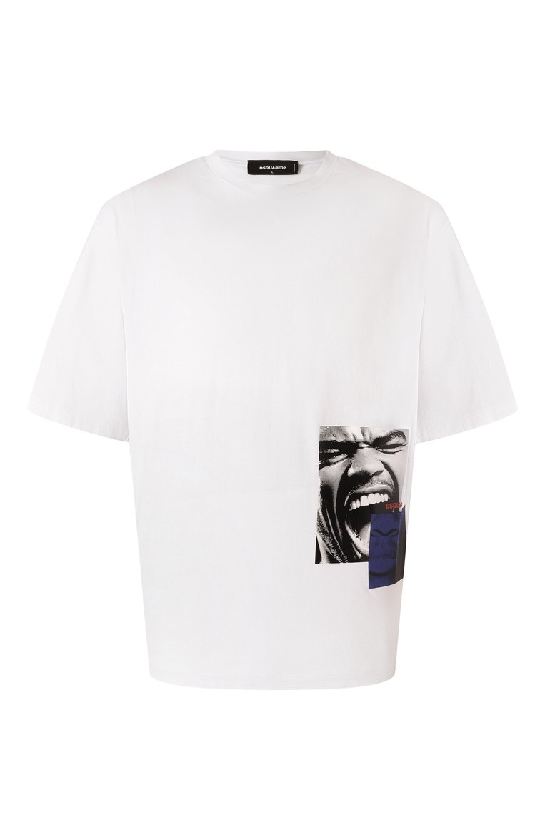 Мужская хлопковая футболка DSQUARED2 белого цвета, арт. S71GD1537/D20020 | Фото 1 (Длина (для топов): Стандартные; Материал внешний: Хлопок; Рукава: Короткие; Принт: С принтом; Стили: Спорт-шик; Мужское Кросс-КТ: Футболка-одежда)