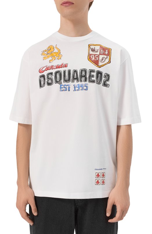Хлопковая футболка Dsquared2 S74GD1437/S24583 Белый  S74GD1437/S24583 Фото 3