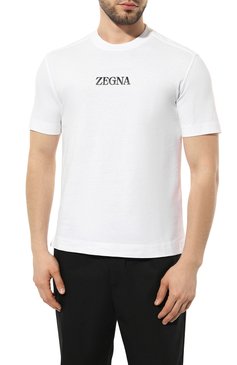 Мужская хлопковая футболка ZEGNA белого цвета, арт. E7364/A777 | Фото 3 (Рукава: Короткие; Длина (для топов): Стандартные; Принт: С принтом; Материал сплава: Проставлено; Материал внешний: Хлопок; Драгоценные камни: Проставлено; Стили: Кэжуэл)