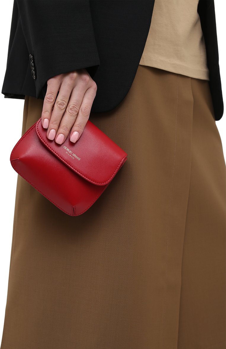Женская сумка la prima mini GIORGIO ARMANI красного цвета, арт. Y1H394/YTF4A | Фото 2 (Сумки-технические: Сумки через плечо; Материал: Натуральная кожа; Материал сплава: Проставлено; Размер: mini; Драгоценные камни: Проставлено)
