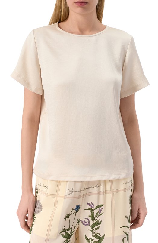 Атласный топ Weekend Max Mara AMBURG0 Кремовый  AMBURG0 Фото 3