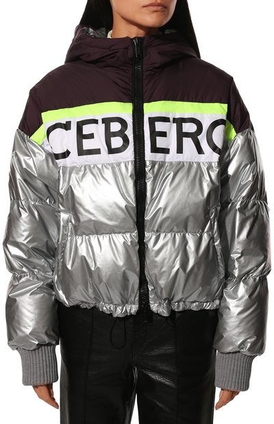 Пуховик ICEBERG серебряного цвета по цене 46800 руб., арт. 19I I2P0/J011/5946/0UTLET AW22-23, фото 3 Пуховик ICEBERG, арт. 19I I2P0/J011/5946/0UTLET AW22-23, фото 3