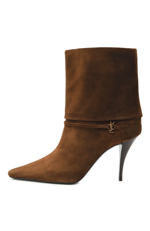 Замшевые ботильоны Niki 90 Saint Laurent 801393/0LI00 Коричневый  801393/0LI00 Фото 4