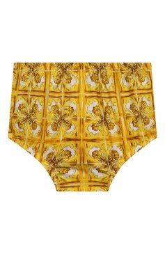 Женский комплект из платья и шорт DOLCE & GABBANA желтого цвета, арт. L23DI5/FI5JW | Фото 6 (Нос: Не проставлено; Материал внешний: Хлопок; Материал сплава: Проставлено; Ростовка одежда: 12 мес | 80 см, 6 мес | 68 см, 9 мес | 74 см)