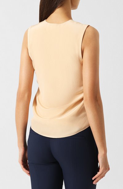 Однотонный шелковый топ с v-образным вырезом CHLOÉ, арт. CHC18AHT40004, фото 4