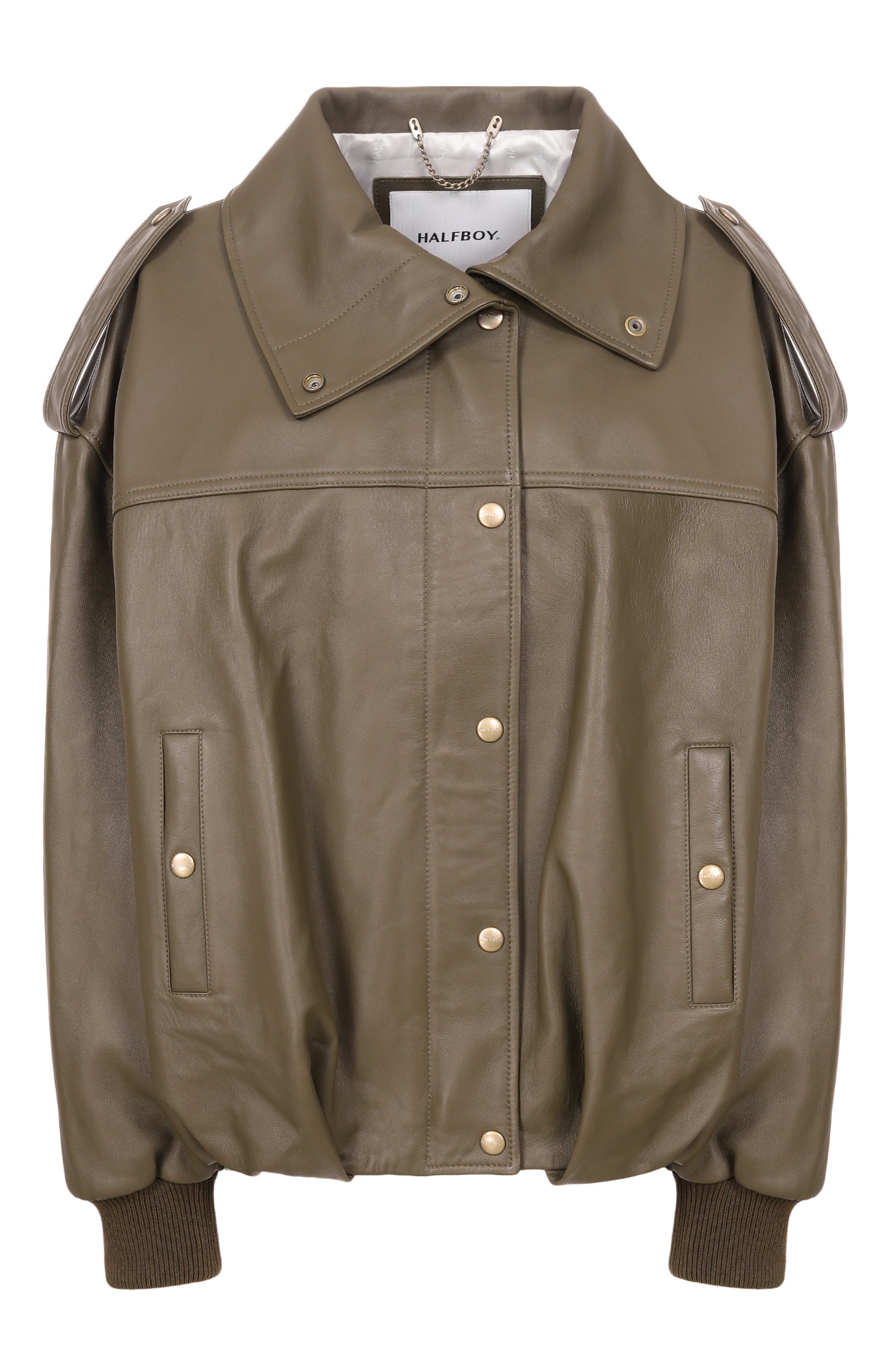 Кожаный бомбер HALFBOY, арт. HS261WL022 LT016/SM00TH LEATHER B0MBER, фото 1