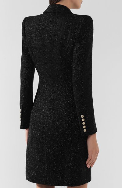 Шерстяное пальто BALMAIN черного цвета по цене 274000 руб., арт. SF18539/W038, фото 4 Шерстяное пальто BALMAIN, арт. SF18539/W038, фото 4