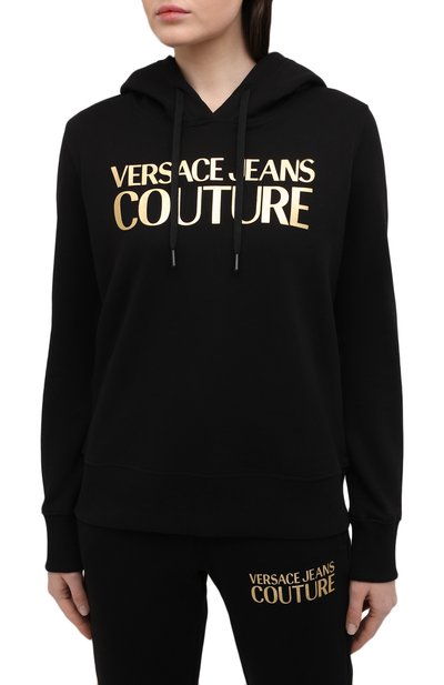 Хлопковое худи VERSACE JEANS COUTURE черного цвета по цене 29950 руб., арт. B6HWA7TP-WDP308 L0G0 F0IL/30318, фото 3 Хлопковое худи VERSACE JEANS COUTURE, арт. B6HWA7TP-WDP308 L0G0 F0IL/30318, фото 3