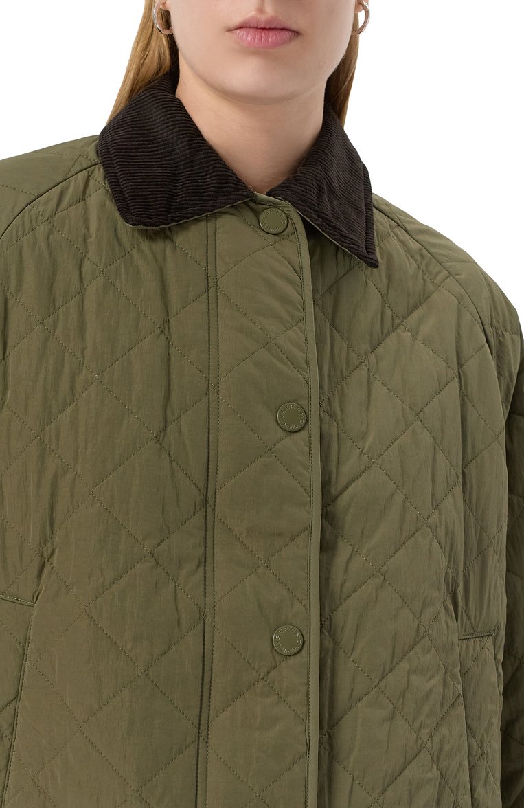 Женская куртка WEEKEND MAX MARA хаки цвета, арт. BEBER | Фото 5 (Рукава: Длинные; Автоматизация состава: Проставлено; Автоматизация ТО: Проставлено; Материал подклада: Синтетический материал; Материал внешний: Синтетический материал; Длина (верхняя оде�жда): Короткие; Кросс-КТ: Легкие, Куртка; Стили: Милитари)